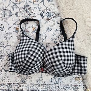 Torrid Black & White Gingham Microfiber Push-Up Plunge Bra Women Plus Size 38D